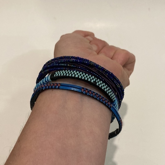 Three 3 Blue Boho Bangle bracelets​​​​​​​ - Picture 3 of 8